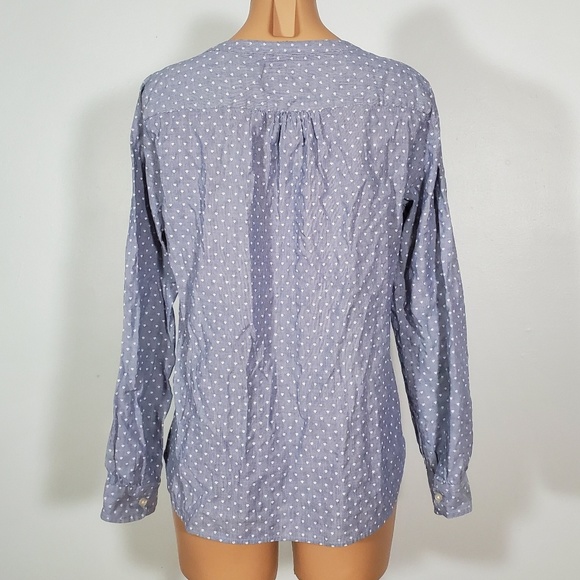 LOFT Blue Long Sleeve 3/4 Button Down Shirt - Picture 4 of 5